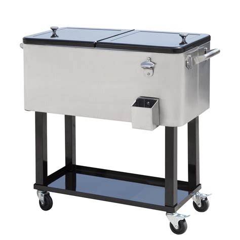 stainless steel ice box on wheels|portable ice bin on wheels.